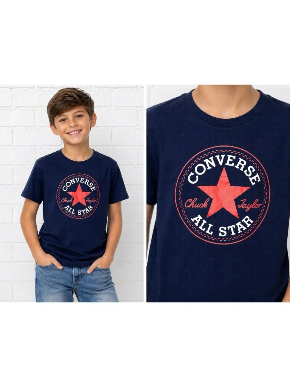 Converse All Star Chuck Taylor Boys Graphic T Shirt Short Sleeve Cotton M 10-12